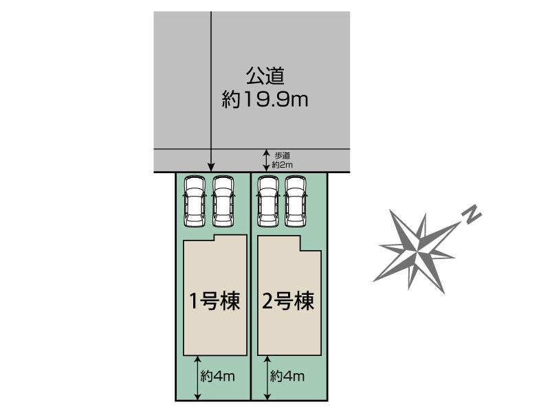 知多市つつじが丘3丁目11番17『仲介手数料無料』新築戸建ての区画図