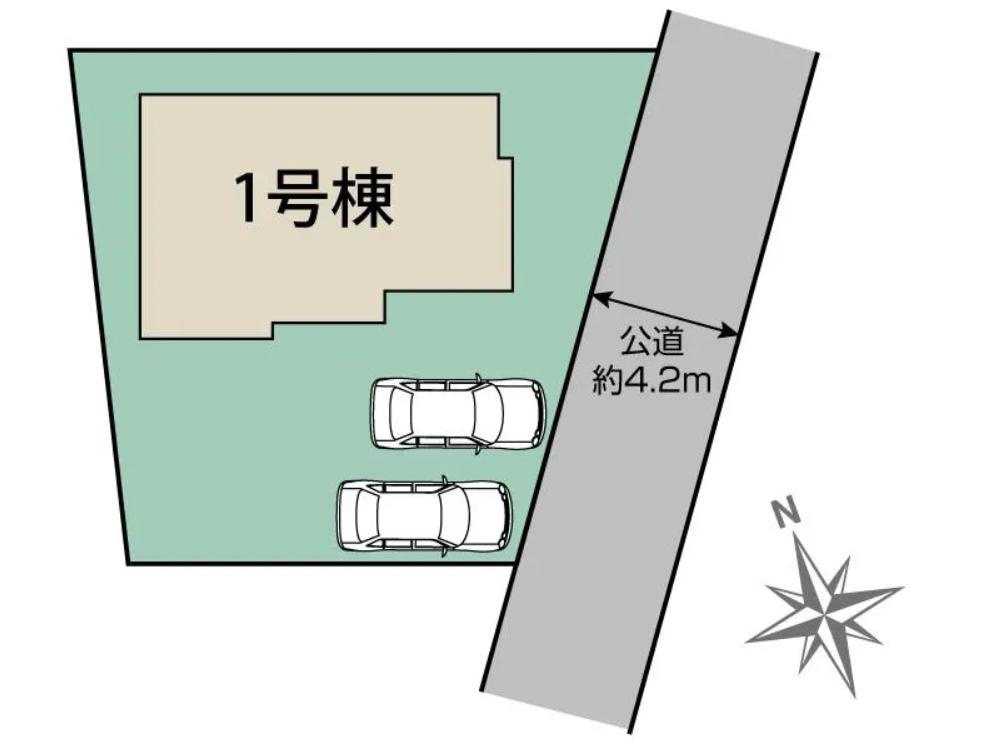 笠間市鴻巣　新築戸建　の前面道路含む現地写真