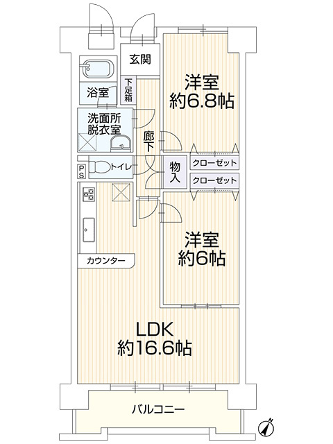 ファミール刈谷の間取り|【２LDK】専有面積:66.7㎡