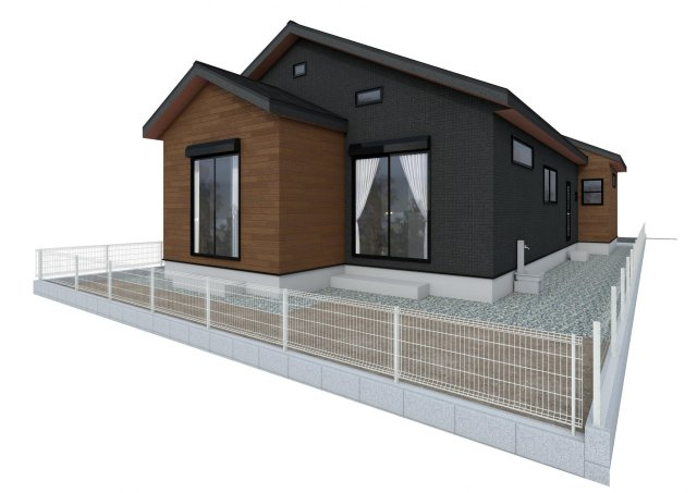 熊谷市別府2丁目　新築住宅（平屋建て）の外観パース