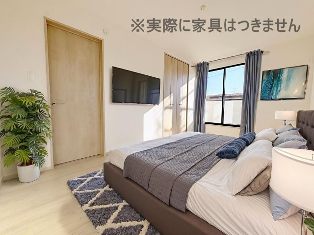 新築戸建・新築建売　福島市南沢又　北沢又小・信陵中の洋室|画像はAI加工による演出で、実際の家具は付きません。