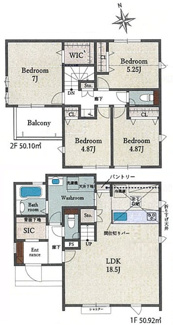 【間取り】 | 【仲介手数料無料！！】府中市新町３丁目　新築戸建て（全1棟）1号棟　6490万円