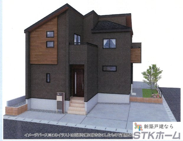 仲介手数料無料　桶川市下日出谷805番13　新築戸建　全１棟の外観パース