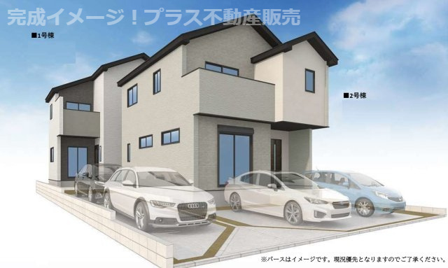 【外観】 | 福岡市東区千早2丁目5期　1号棟（全2棟）【仲介手数料無料・0円】 | 完成イメージの外観パースです。