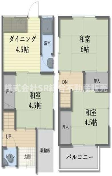 鷹殿町中古戸建の間取り|全和室で日本らしい落ち着いた雰囲気があり、使いやすい間取りです！全室2面採光なのも嬉しいポイントです♪