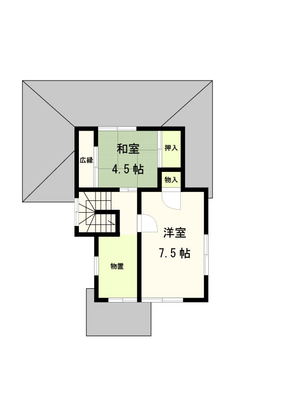 三条市月岡一丁目・中古戸建の間取り|和室と洋室を使い分け♪元吹き抜け部分は物置として使用可♪