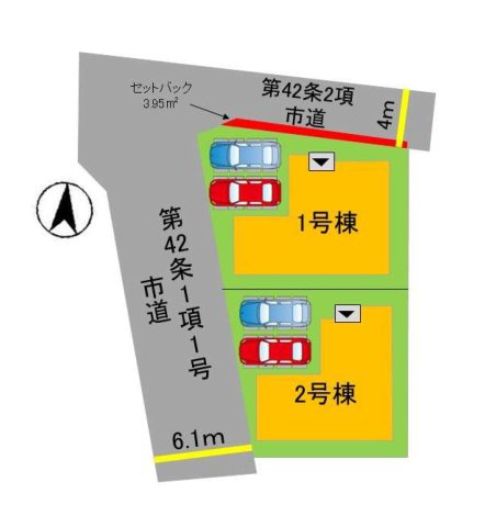 那珂川市今光8丁目第3-2棟（2号棟）の区画図|配置図(2号棟)