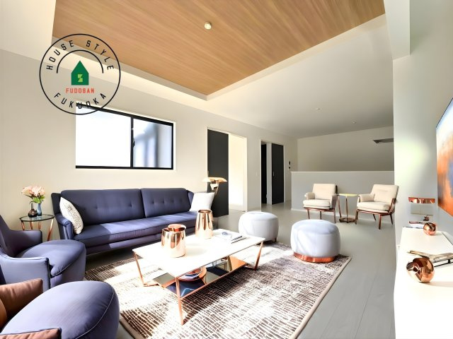 糸島市前原南2丁目第1-1棟(1号棟)　の内観：施工例|明るく開放的なリビングダイニングは豊かな陽光が注ぎ込み、やすらぎの空間を演出してくれます。ご家族で楽しいひとときをお過ごし下さい。※家具はCGを合成したものです。