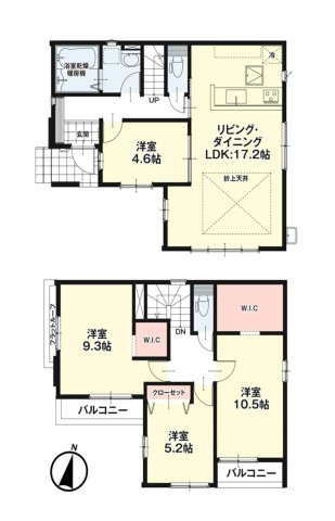 糸島市前原南2丁目第1-1棟(1号棟)　の間取り|全居室収納付きで便利です。