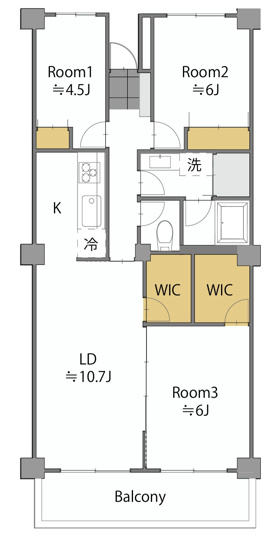【間取り】 | 小豆沢パークファミリアA棟 | 南面リビング！収納比率の高いゆとりの３LDK