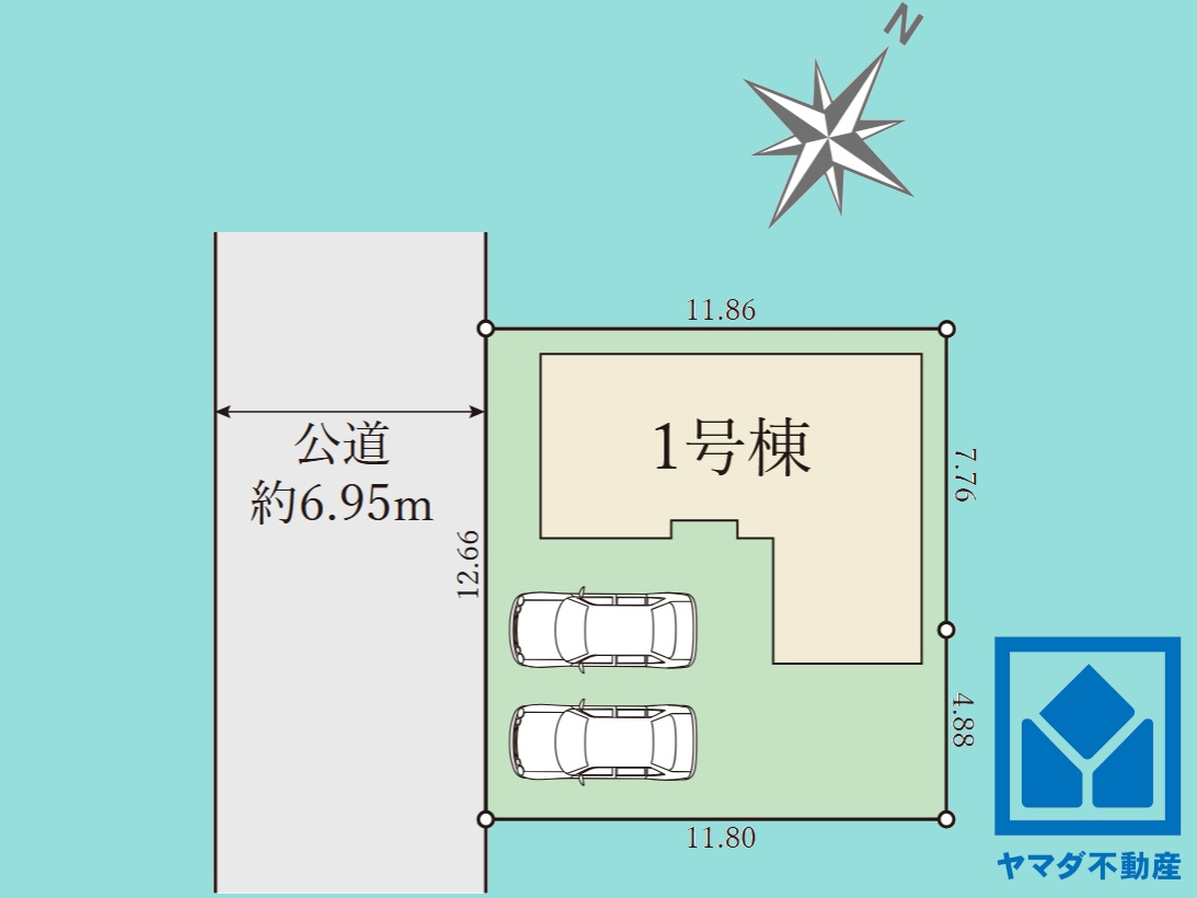 草津市矢橋町　1期　1号棟の区画図