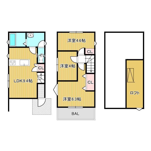 港南区芹が谷５丁目　新築戸建ての間取り