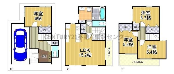 【間取り】 | 伝法３丁目　新築戸建 | 令和7年6月築の新築戸建！
阪神なんば線『伝法』駅徒歩２分の立地です！
