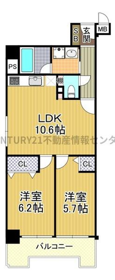 【間取り】 | 大正リバーサイドヴィラ | 西向き7階フルリフォーム済！