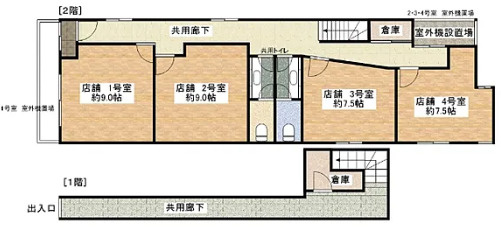 大津市御幸町の店舗事務所の間取り