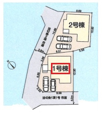 所沢市北野2丁目・全2棟　新築一戸建　1号棟　～角地～の区画図|【全2棟・1号棟】北西×南西角地につき陽当たり・通風良好！駐車並列2台分(車種による)