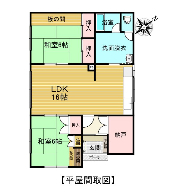 紋別郡遠軽町東町３丁目　平屋建て中古売家の間取り