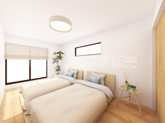 【洋室】 | 大和郡山市永慶寺町の新築一戸建 全５区画 | ２号地２階洋室（主寝室）完成イメージ／南向きですので、陽あたり良好です♪