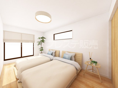【洋室】 | 大和郡山市永慶寺町の新築一戸建 全５区画 | ２号地２階洋室（主寝室）完成イメージ／南向きですので、陽あたり良好です♪