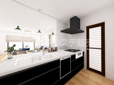 【キッチン】 | 大和郡山市永慶寺町の新築一戸建 全５区画 | ２号地キッチン完成イメージ／人気の対面キッチン♪食器洗い乾燥機＆浄水器を標準装備！