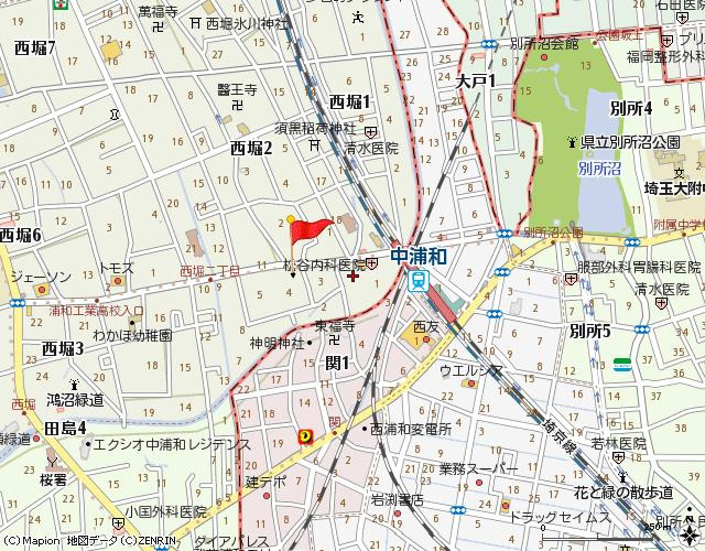 バレー中浦和の地図