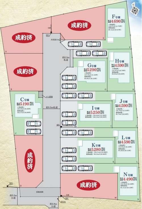 【横浜市瀬谷区本郷1丁目64-36全14棟新築戸建て】★仲介手数料無料★（大門小学校・瀬谷中学校）の区画図