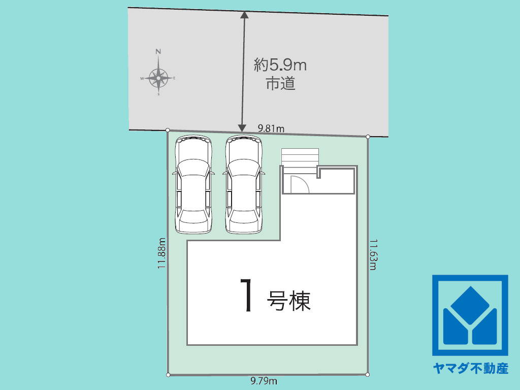八幡市川口東扇　１期１号棟の区画図