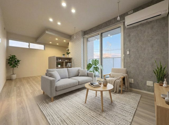 D-room Fiore ”N”の居間・リビング|家具はCGのイメージ画像になります。※実際に家具は付いておりません。