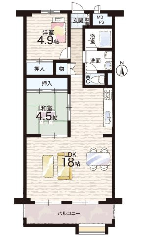 ファースト香里園ハイツの間取り|2LDK　各居室に収納スペースあり♪
