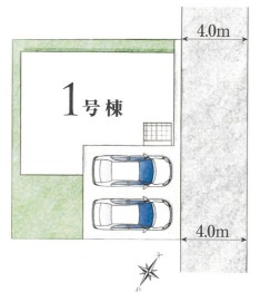 所沢市青葉台・全1棟　新築一戸建　～2階全居室WIC付き～の区画図|駐車並列2台分(車種による)