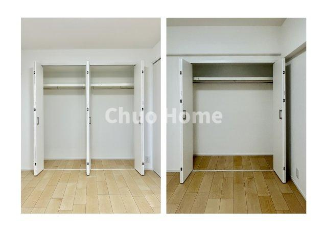 なぎさニュータウン2号棟の収納|居室にはクローゼットを完備し、自由度の高い家具の配置が叶うシンプルな空間です。お子様の成長と必要になる子供部屋を与えるにはぴったりの間取りですね。