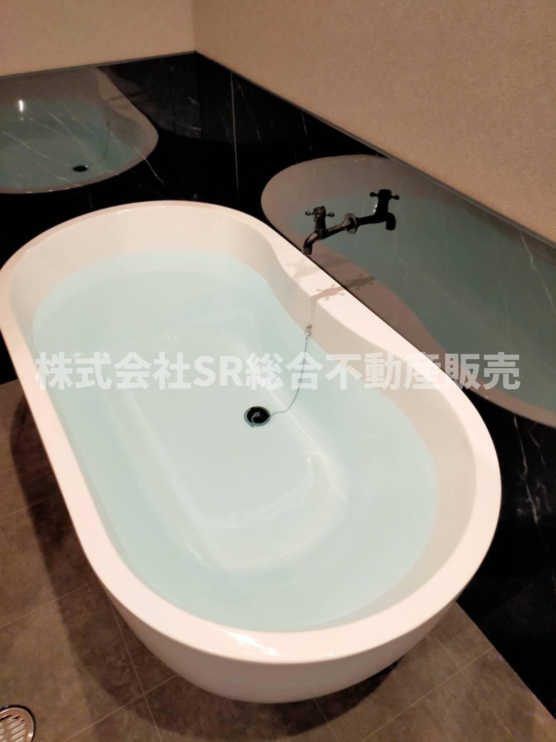 加納8丁目　中古戸建の設備|サウナ室の外には水風呂用の浴槽。専用機器でキンキンに冷やせます。