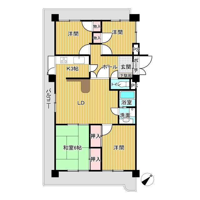 名古屋市天白区池場１丁目の中古マンションの間取り