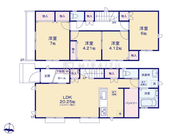【間取り】 | リビングの大きな開口部は陽当たりの確保だけでなく、まとめ買いで大量のお買い物をした際や家具など大きな物を購入した際に便利です。