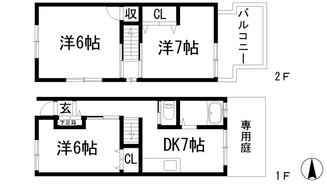 【間取り】 | 上大市3丁目テラスハウス