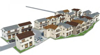 【外観パース】 | 【仲介手数料無料！！】府中市日新町5丁目　新築戸建て（全19棟）K号棟　4690万円 | 本パースは、イメージ図につき、風景、建物、植栽などについては施工後の現物との差異が生じます。
つきまして本パースによって生じたいかなる損害については一切責任を負いません