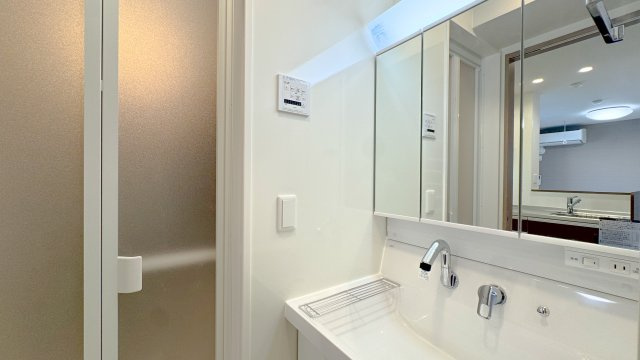 D-crinum 白銀Ⅱの洗面所|※反転タイプの間取となります。