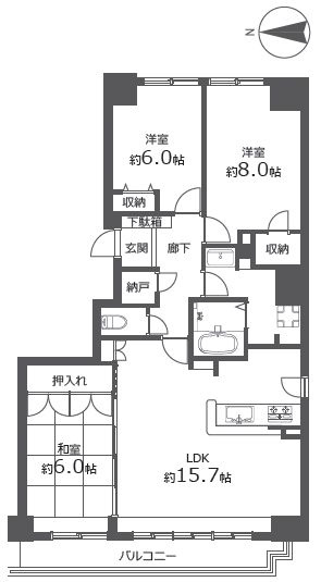 【間取り】 | ステイツ南14条グランバレーヌ | 3LDK・オートロック付き・トランクルーム有り・最上階・ペット飼育相談可能