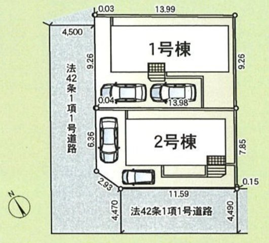 横浜市瀬谷区橋戸3丁目　新築戸建【仲介手数料無料】カースペース2台の区画図