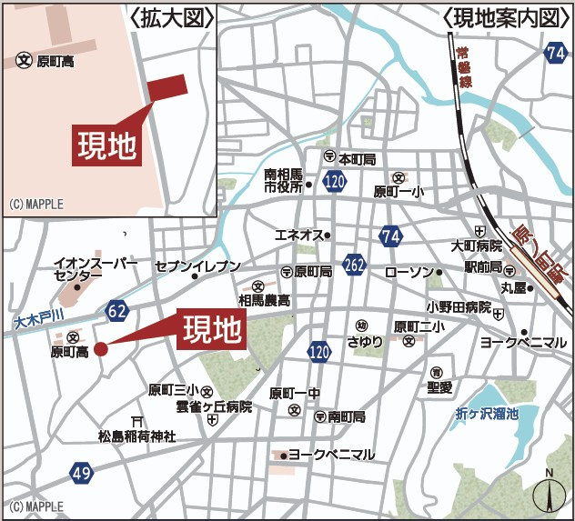 新築戸建・新築建売　南相馬市原町区西町第3　原町第三小・原町第一中の地図|現地案内図