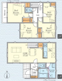 【間取り】 | 海老名市国分南2丁目  1号棟 7期 | 都市ガス　網戸標準仕様　シャッター1箇所付　Ｗロックディンプルキー　食洗器・浄水器　浴室乾燥機+窓　全居室収納　LDK17.5帖