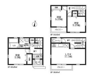 【間取り】 | 越谷市大字袋山　新築戸建て | 3LDK
土地面積：52.88㎡　建物面積：76.58㎡
