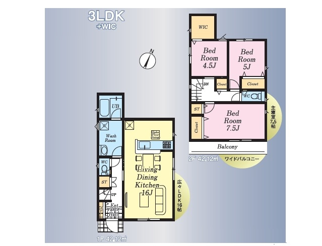 【間取り】 | 富士見市水谷東第１０　全２棟　２号棟 | 3LDK