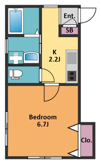 【間取り】 | AXIS | 2面採光！水回りも使いやすい1Kのお部屋です！