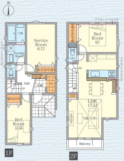 【間取り】 | 海老名市国分南2丁目  2号棟 7期 | 都市ガス　網戸標準仕様　シャッター1箇所付　Ｗロックディンプルキー　南向きバルコニー　食洗器・浄水器　浴室乾燥機+窓　全居室収納　LDK17.5帖