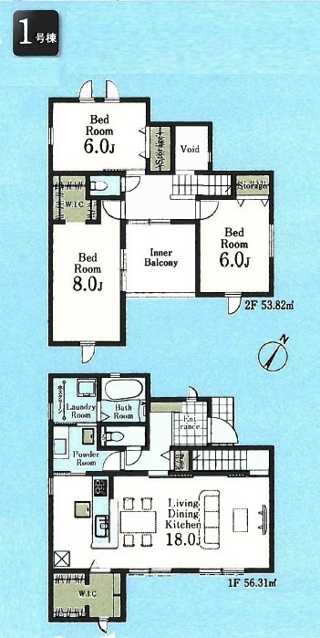 東村山市久米川町3丁目・全9棟　新築一戸建　1号棟　の区画図|【全9棟・1号棟】角地・土地面積115.0平米（約34.78坪）