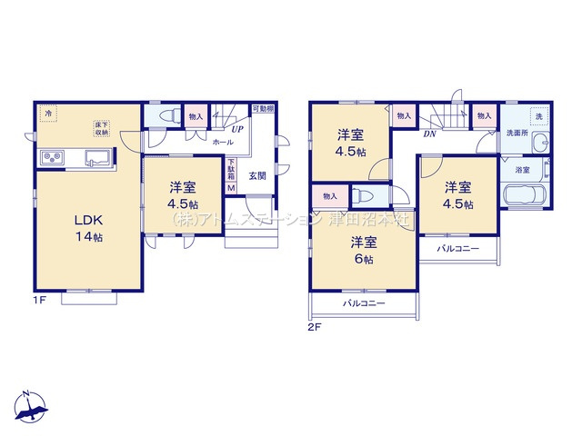 【間取り】 | アトムセレクト船橋市東船橋５丁目１２３８番　A号棟