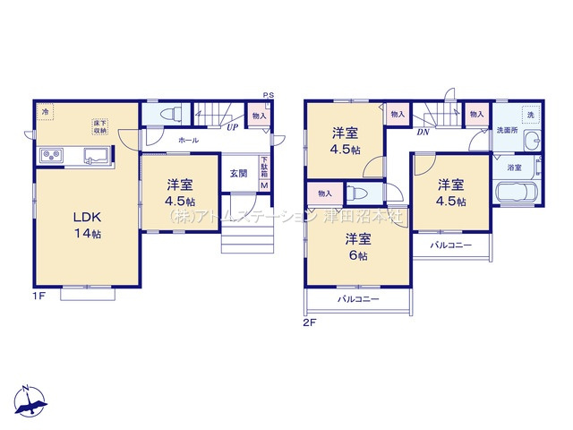 【間取り】 | アトムセレクト船橋市東船橋５丁目１２３８番　B号棟