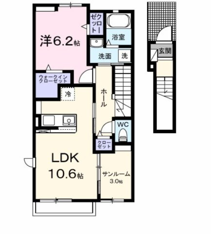 熊本市北区梶尾町のアパートの間取り