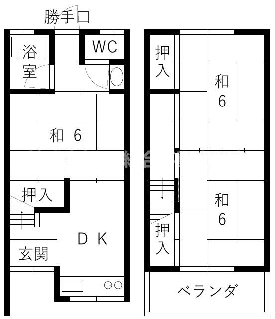 稲田本町1丁目中古テラスハウスの間取り|全和室6帖以上のゆったりめの使いやすい間取りです！